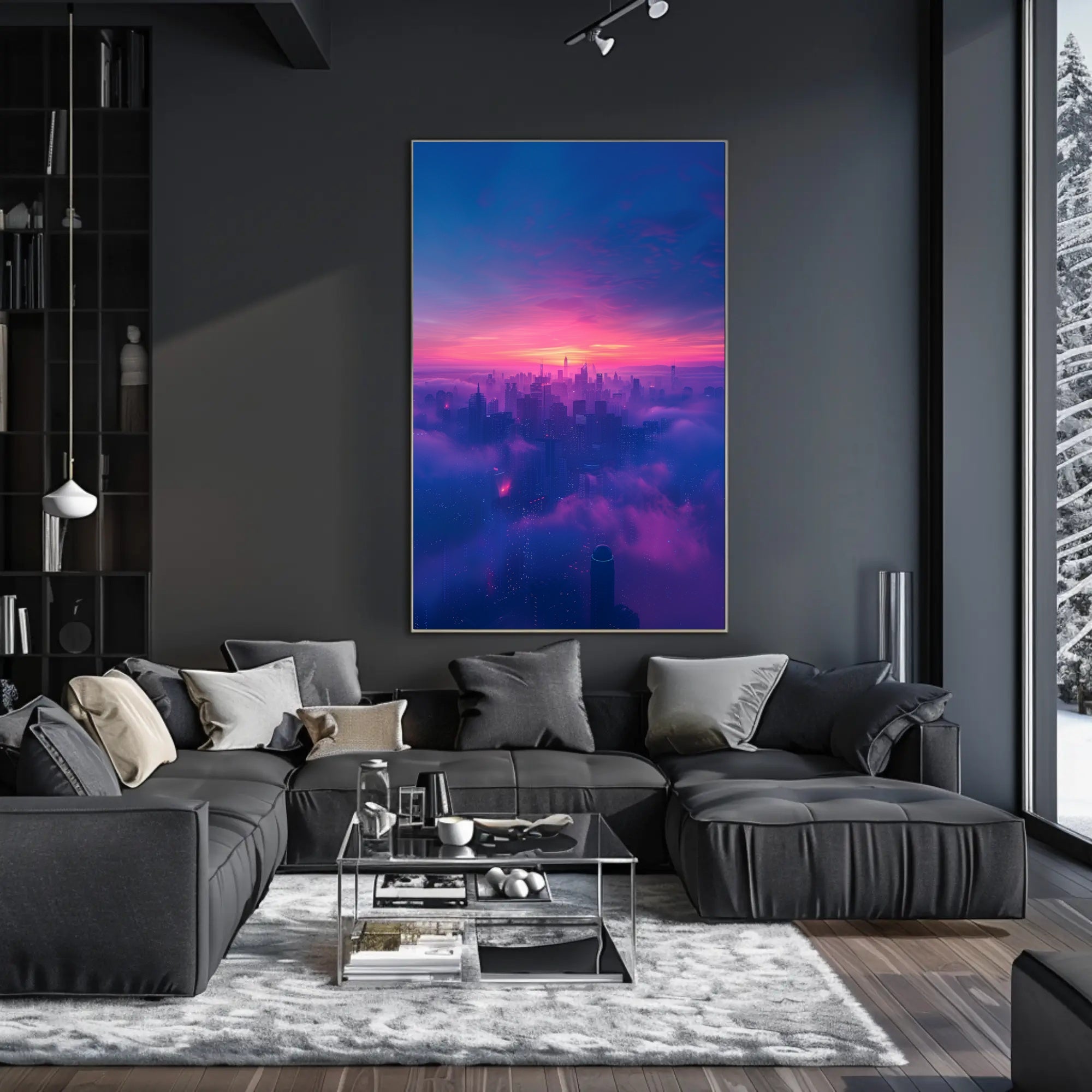 Futuristic Twilight Cityscape Urban or Cityscape Poster PosterGoat