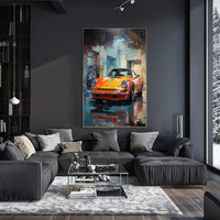 Vibrant Classic Car In Urban Garage Poster PosterGoat