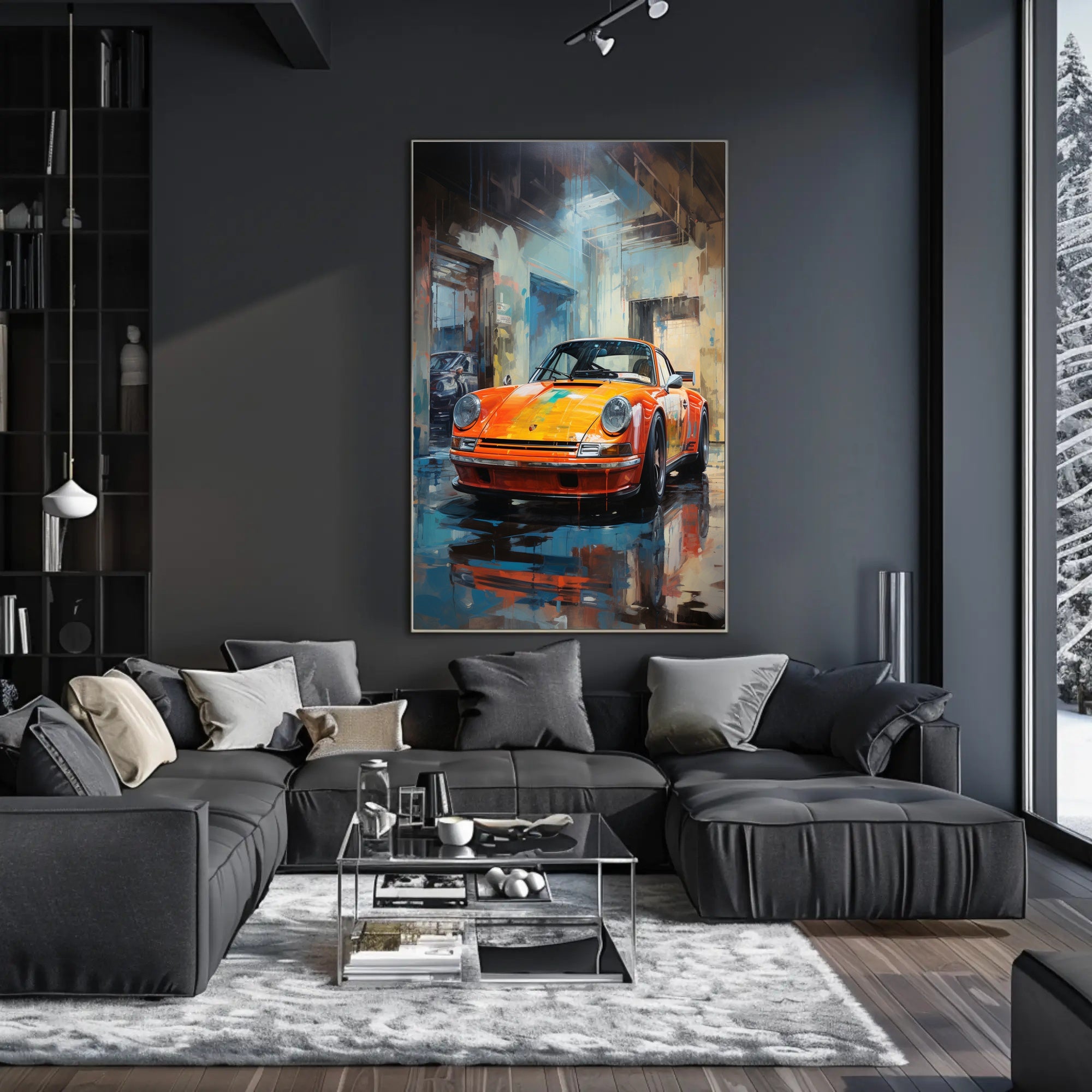Vibrant Classic Car In Urban Garage Poster PosterGoat