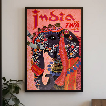 India Fly TWA Travel Poster