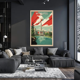 Winnipeg Architectural Scene Vintage Urban Cityscape Poster