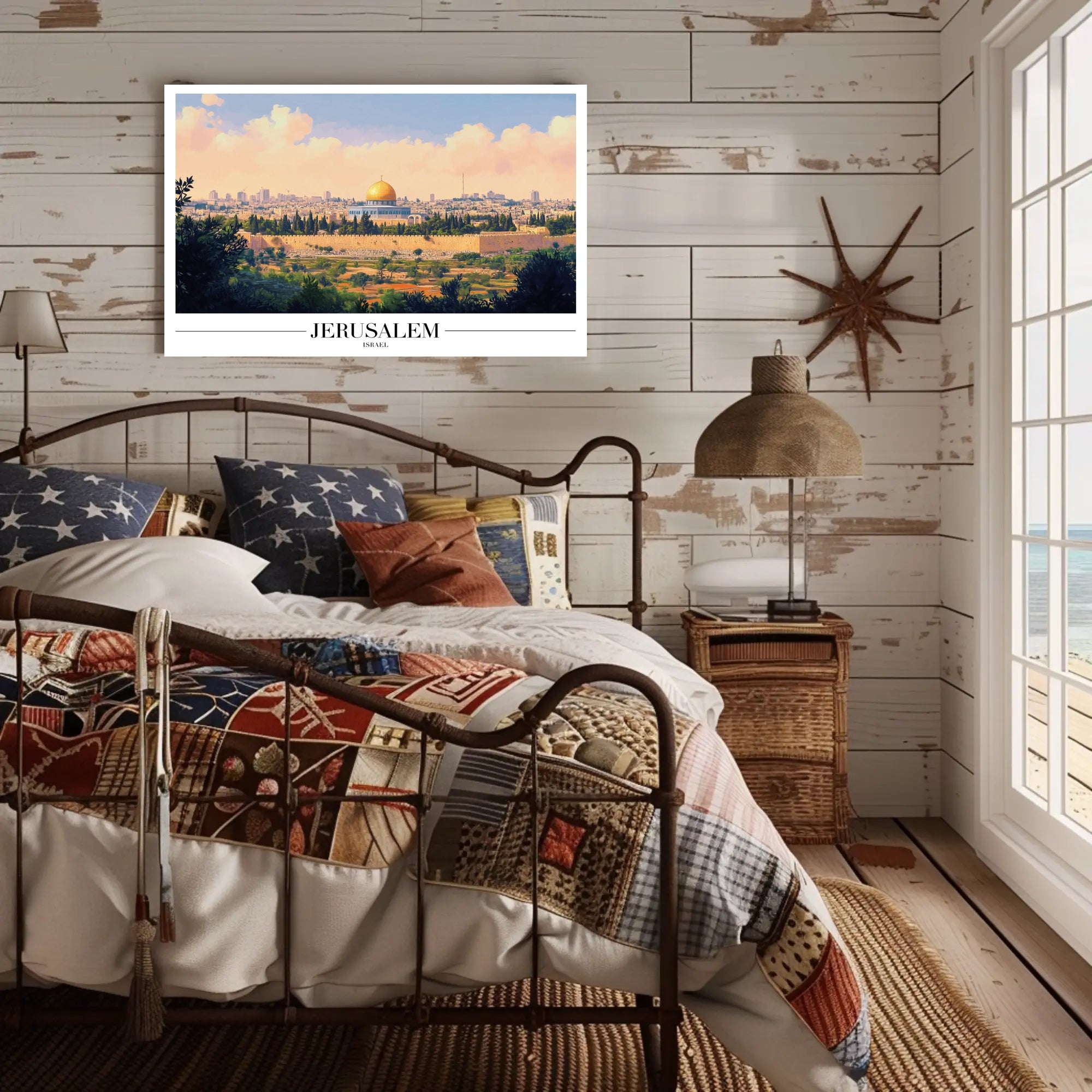 Jerusalem Skyline with Dome of the Rock Cityscape Poster