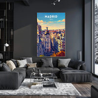 Madrid Skyline at Sunset Modern Travel Poster