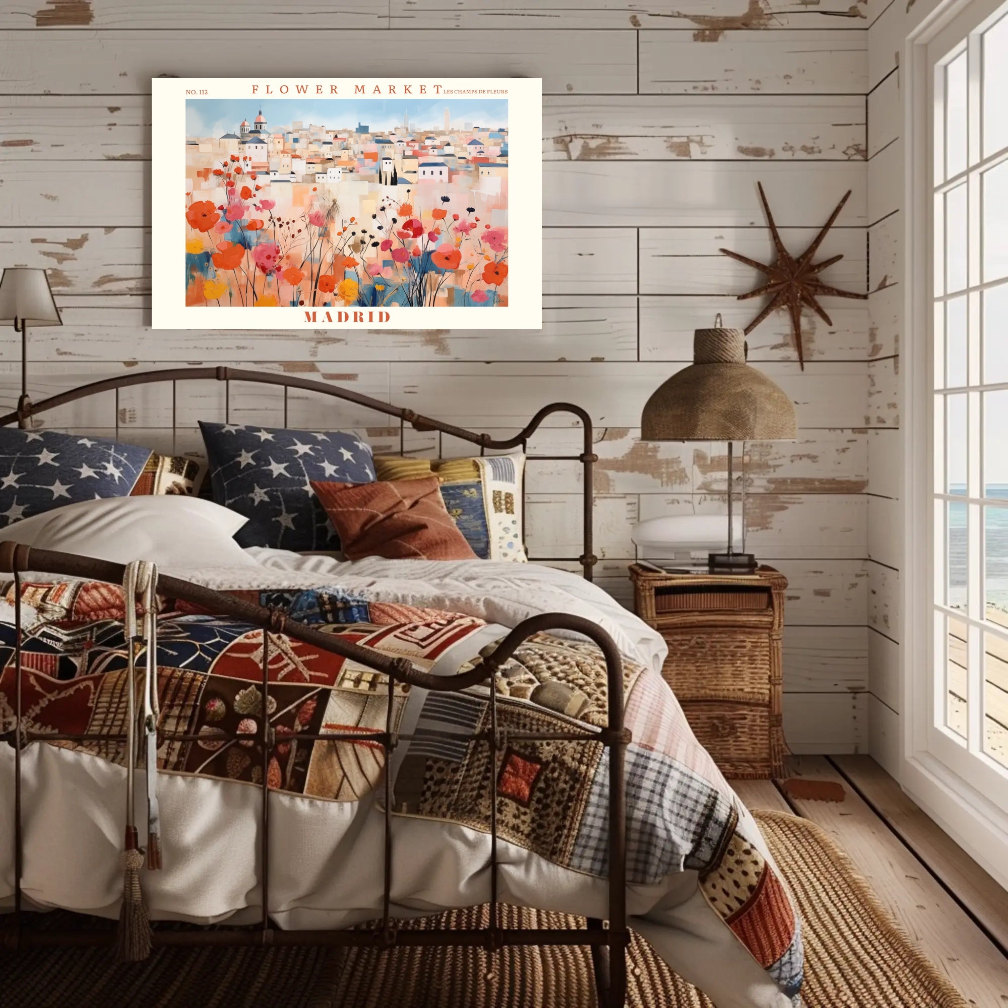 Madrid Flower Market Scene: Urban or Cityscape Poster