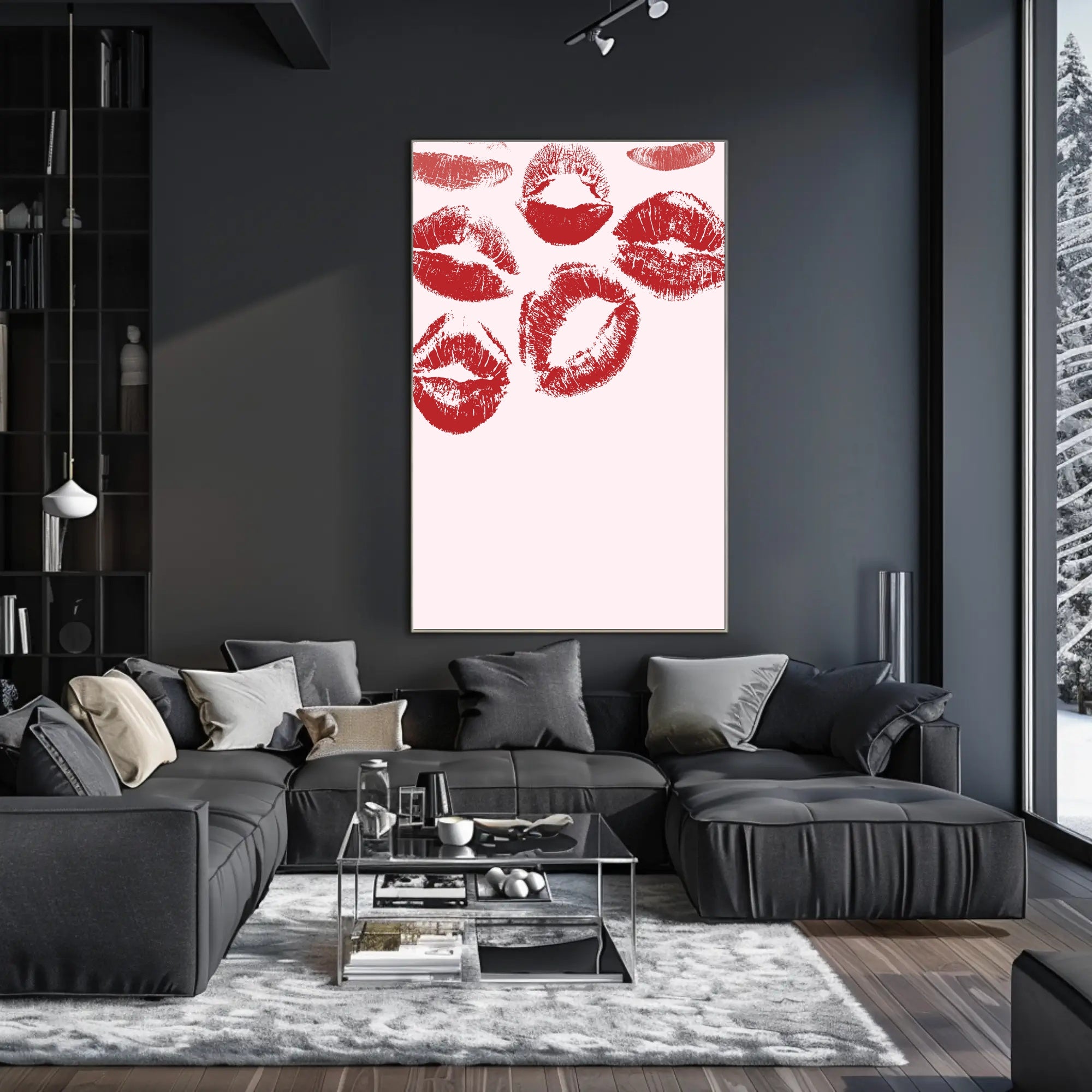 Romantic Red Kiss Marks Abstract or Artistic Poster PosterGoat