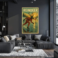 Surreal Reindeer Ice Skating Fantasy Artistic Poster