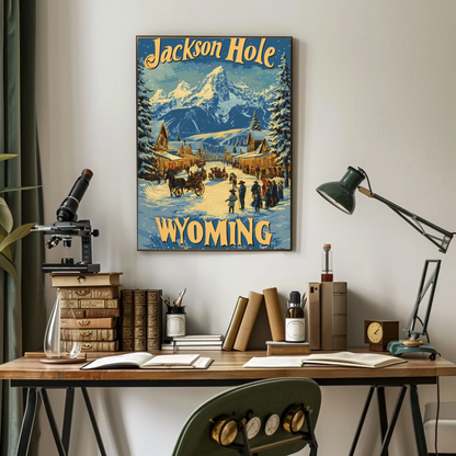 Jackson Hole Wyoming Vintage Poster Winter