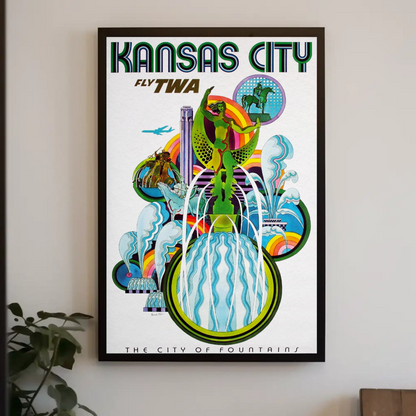 Fly TWA to Kansas City Travel Poster by David Klein