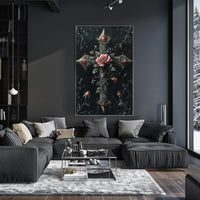 Gothic Cross With Roses Poster