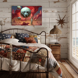 Surreal Dreamscape: Ethereal Floating Face Fantasy Poster