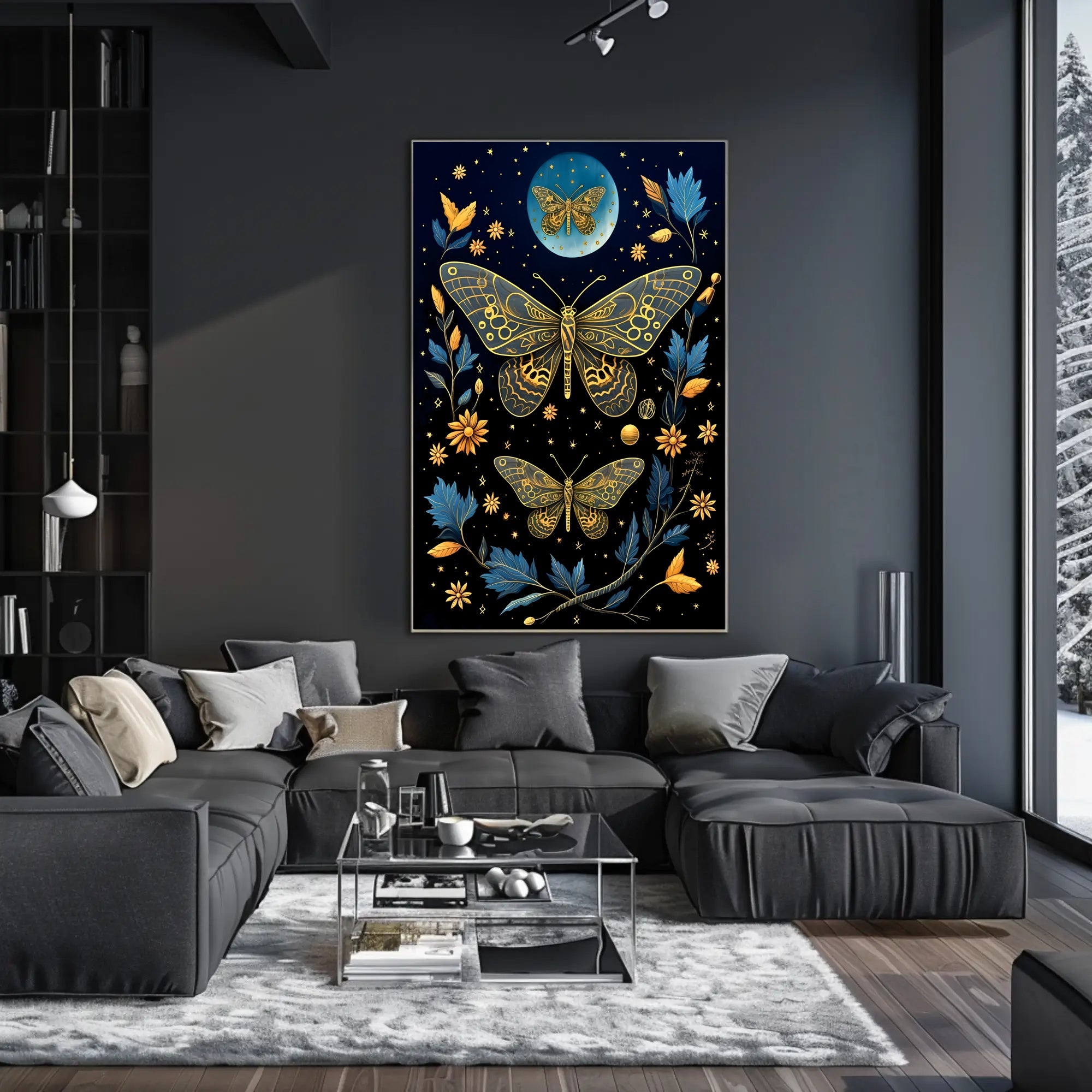 Ethereal Moths in Nature-Inspired Artistic Poster