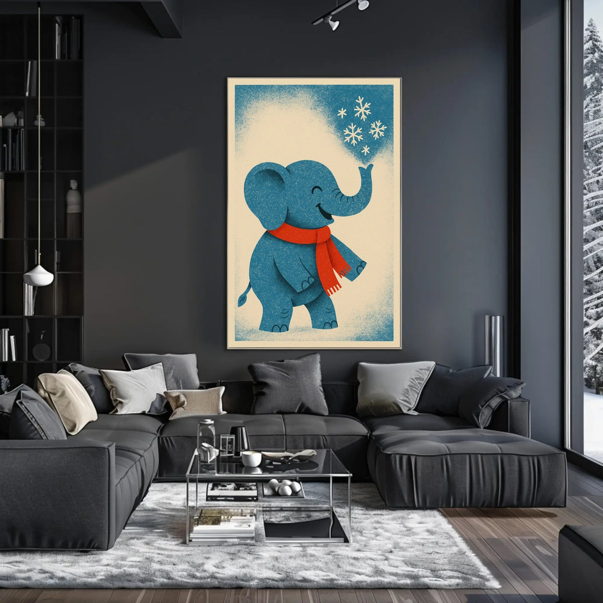 Winter Elephant Delight Poster