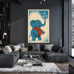 Winter Elephant Delight Poster