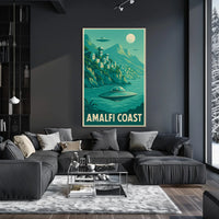 Amalfi Coast Futuristic Fantasy Poster