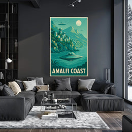 Amalfi Coast Futuristic Fantasy Poster