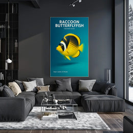 Raccoon Butterflyfish Hyper-realistic 3D Render Poster