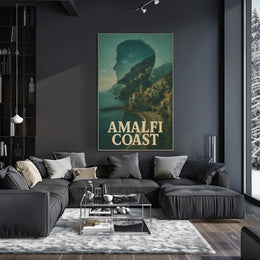 Amalfi Coast Silhouette Poster Coastal Wall Art Decor