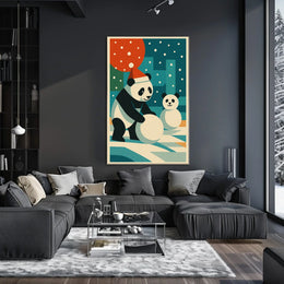 Festive Pandas in Winter Wonderland Poster