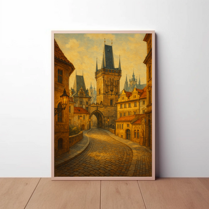 Prague Castle Gate Vintage Travel Poster