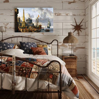 Renaissance Port Scene Captivates in Cultural or Heritage Poster