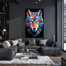 Vibrant Geometric Wolf Poster PosterGoat