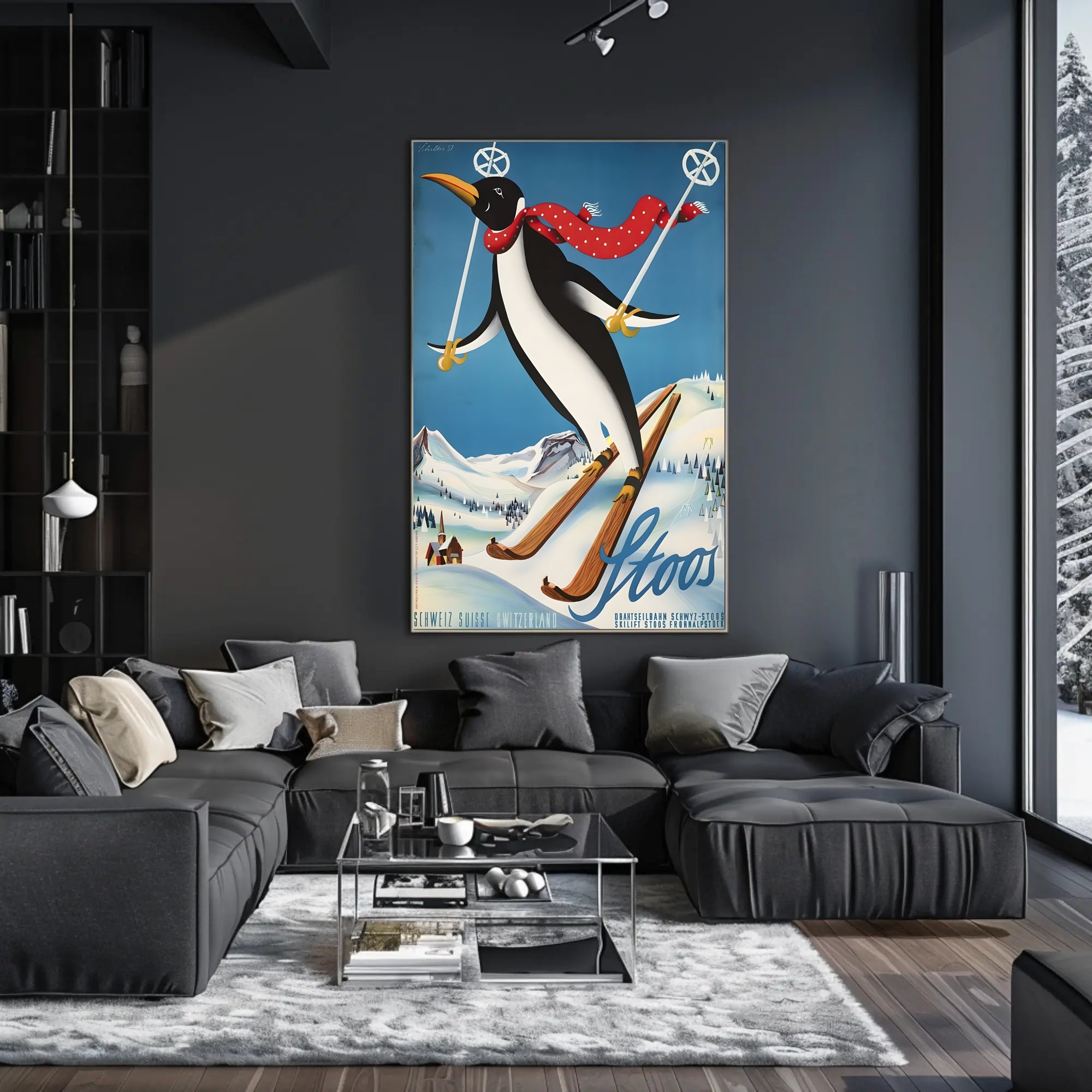 Stoos Skiing Adventure Poster PosterGoat