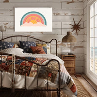 Retro Sunrise Poster: Vintage 70s Geometric Art