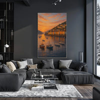 Dartmouth Harbour Sunset Pastel Rowhouses Travel Poster