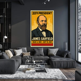 James A. Garfield 20th President of the United States Inked Comic Style Poster