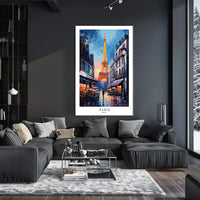 Parisian Romance Twilight Street Scene Urban or Cityscape Poster PosterGoat