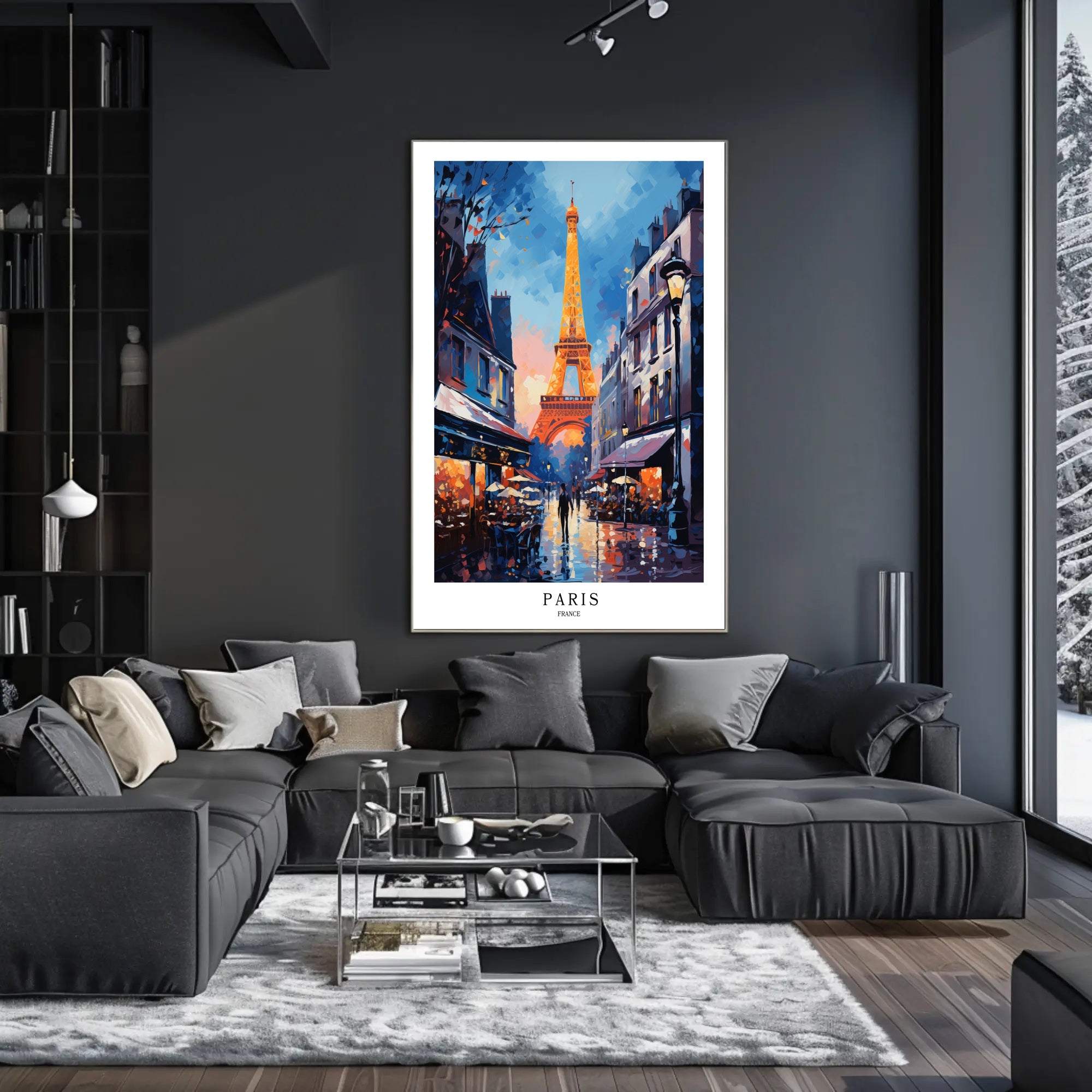 Parisian Romance Twilight Street Scene Urban or Cityscape Poster PosterGoat