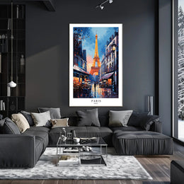 Parisian Romance Twilight Street Scene Urban or Cityscape Poster PosterGoat