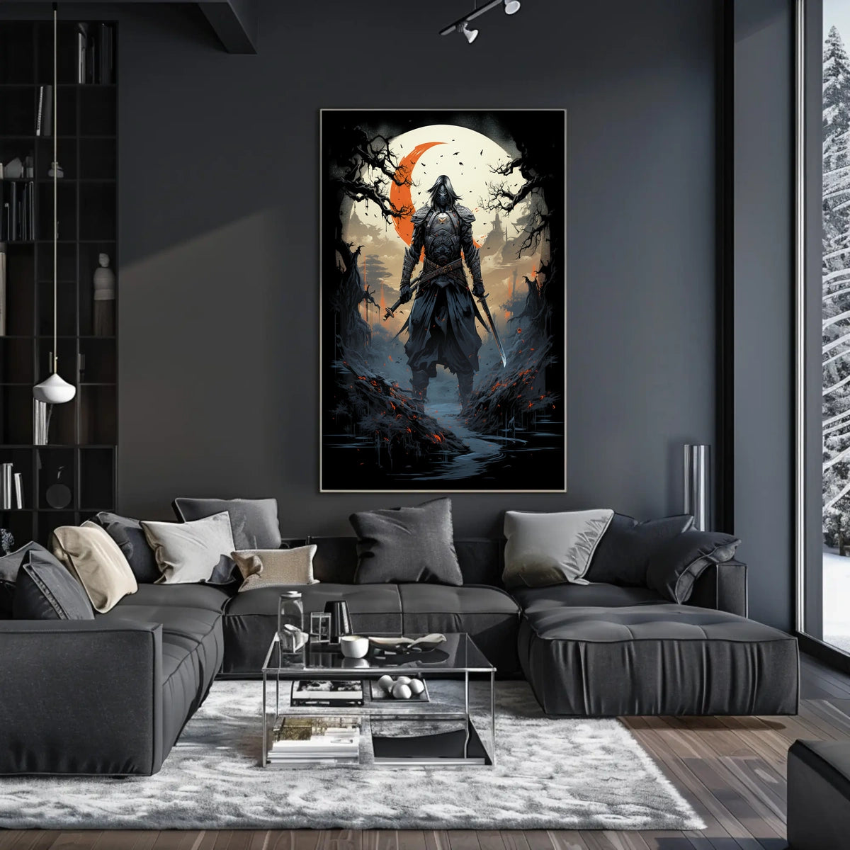 Shadow of the Samurai Poster Under the Eerie Glow Wall Art