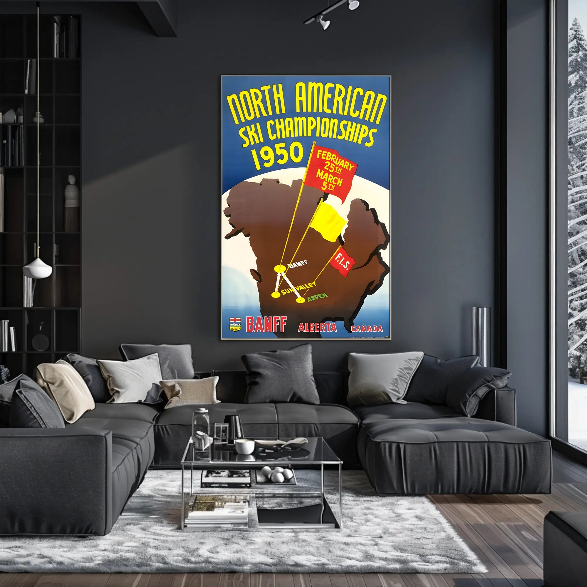 Vintage North American Ski Championships 1950 Sports Poster PosterGoat