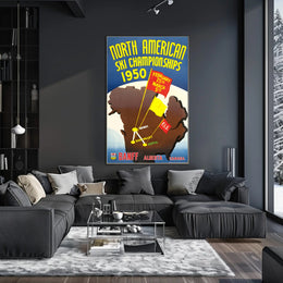 Vintage North American Ski Championships 1950 Sports Poster PosterGoat