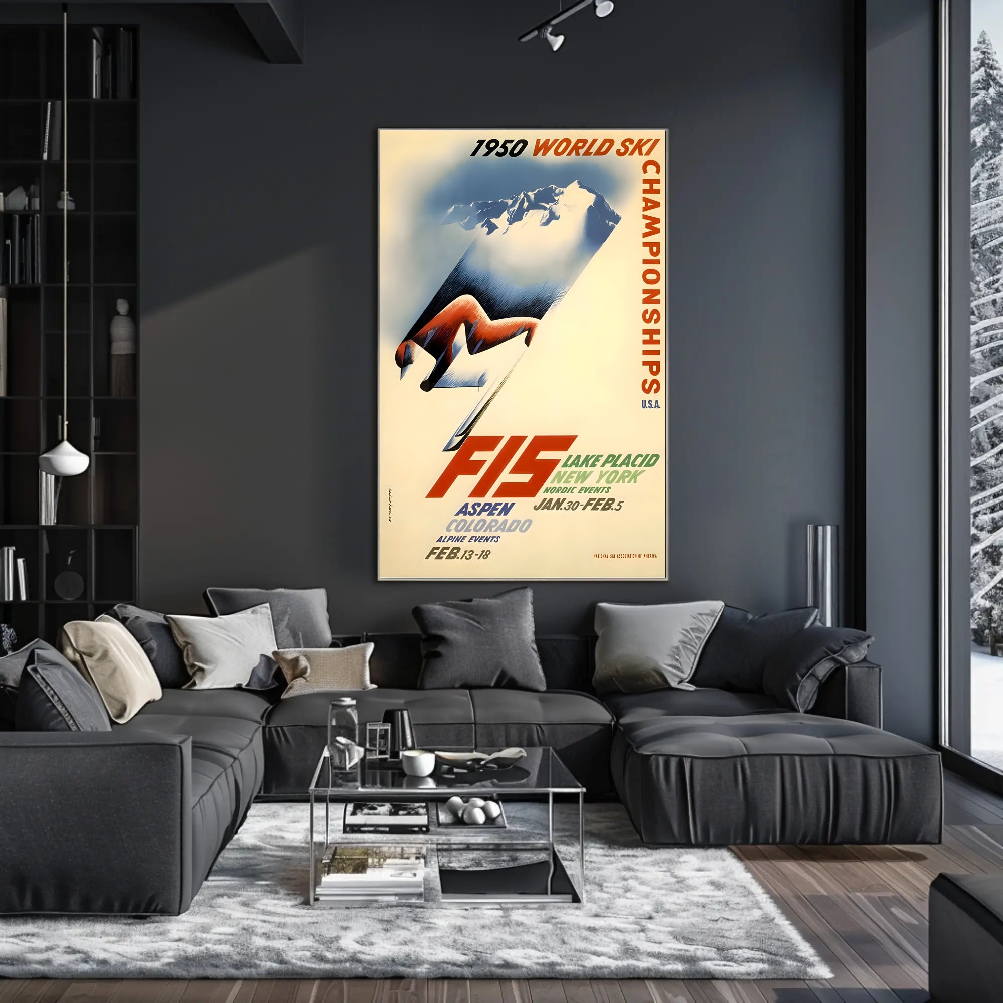 1950 World Ski Championships Vintage Poster Art PosterGoat