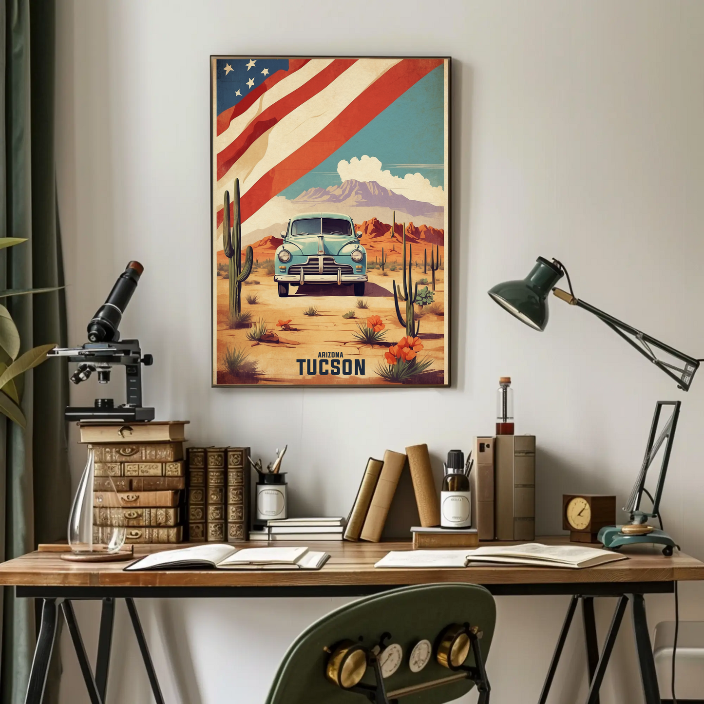 Tucson Arizona Classic Desert Drive Vintage Travel Poster