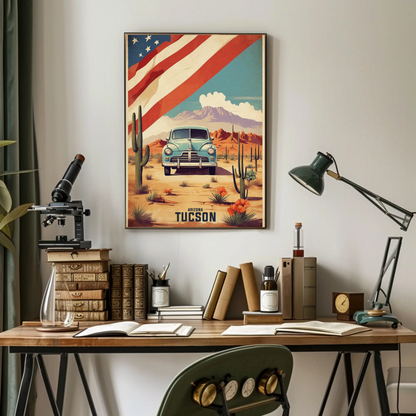 Tucson Arizona Classic Desert Drive Vintage Travel Poster