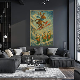 Joyful Reindeer Skiing Christmas Fun Fantasy or Mythology Poster