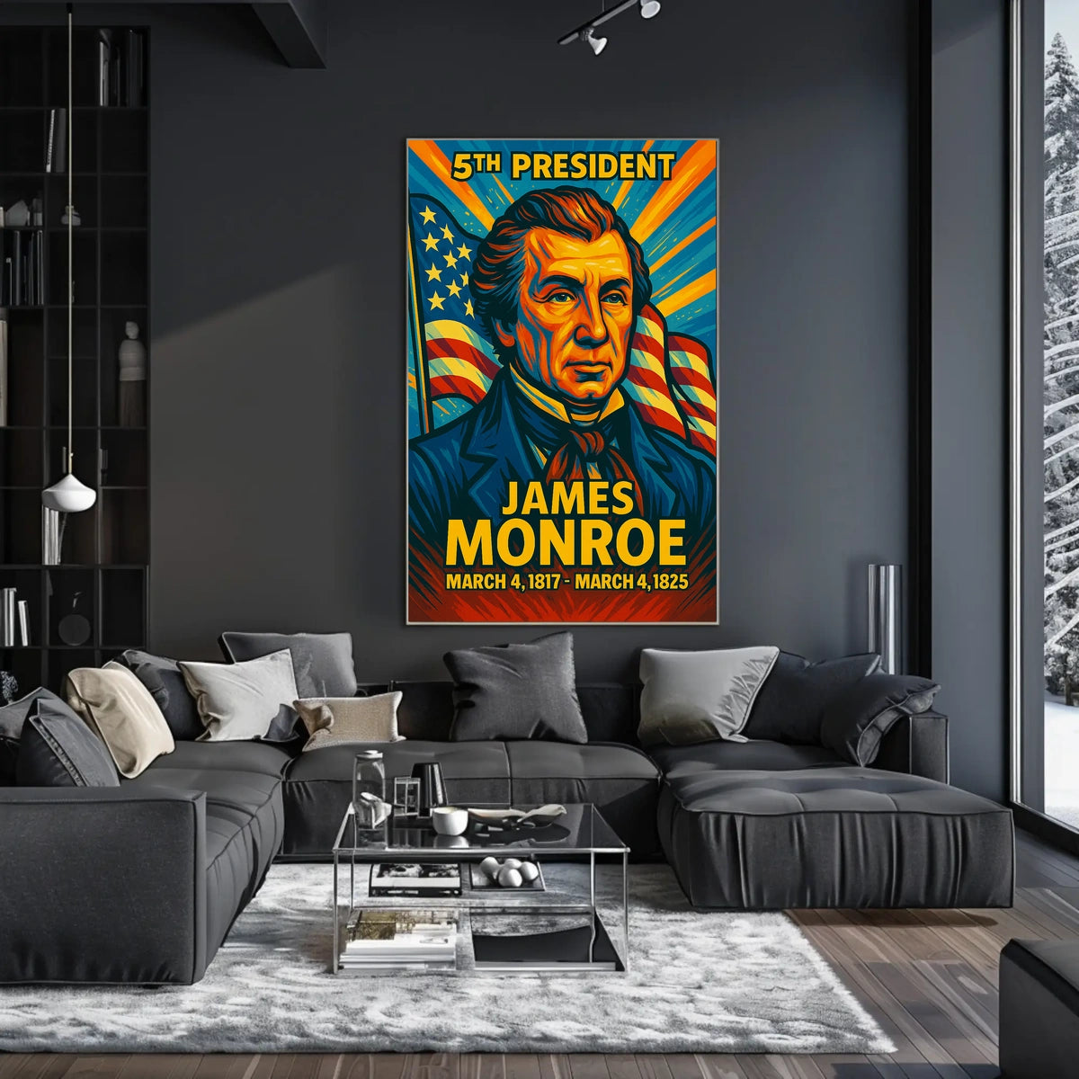 James Monroe 5th President of the United States Colorful Comic Book Style Poster