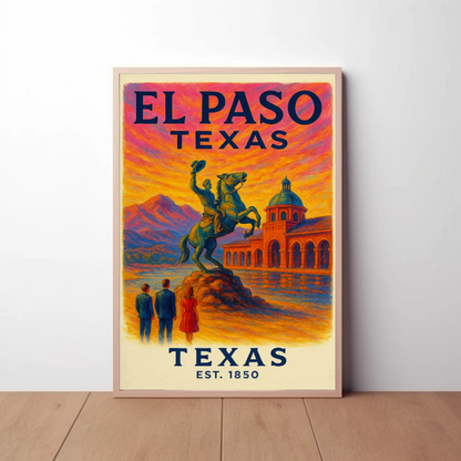El Paso Texas Sunset Equestrian Monument Poster