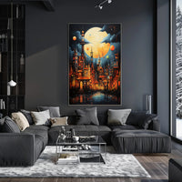 Enchanted Moonlit Cityscape Poster