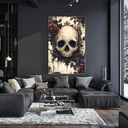 Gothic Skull with Roses Artwork Poster Poster