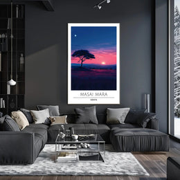 Masai Mara Sunset Travel Poster