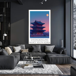 Gyeongbokgung Palace under Full Moon Cultural Poster