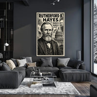 Rutherford B. Hayes 19th President of the United States B & W Comic Sketch Poster