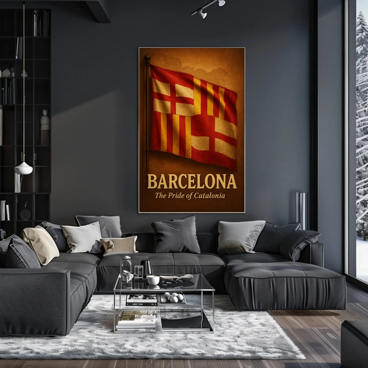 Barcelona and Catalonia Pride Flag Vintage Map Poster
