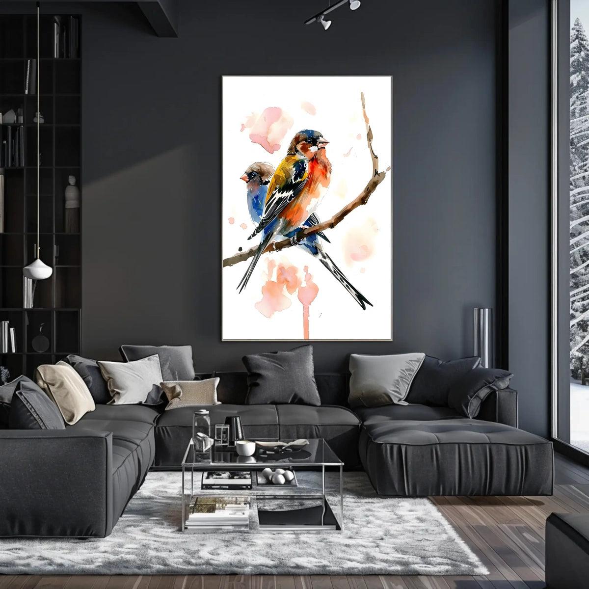 Vibrant Birds on a Branch Poster