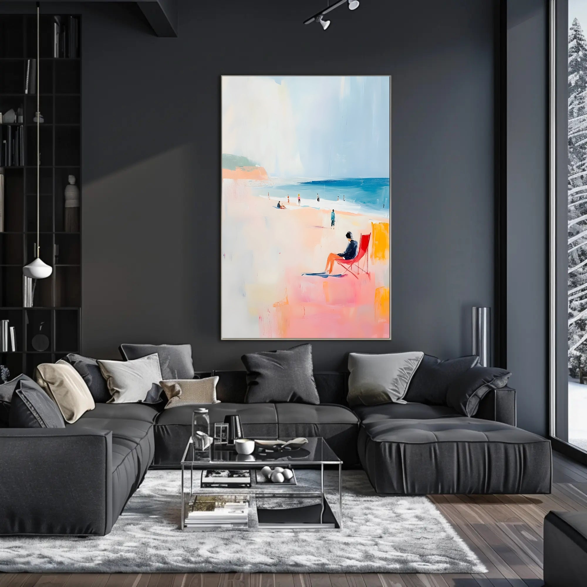 Serene Beach Scene Poster Pastel Coastal Wall Art