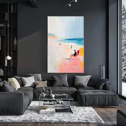 Serene Beach Scene Poster Pastel Coastal Wall Art